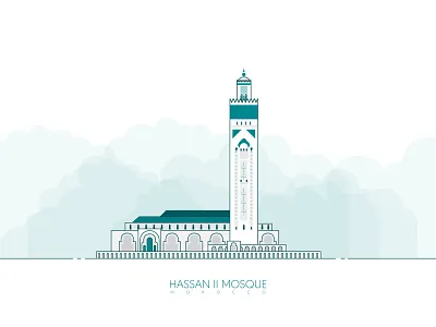 Hassan II Mosque capital casablanca icon illustration landmark mark morocco mosque
