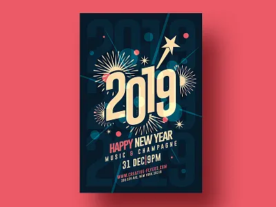 2019 New Year Invitation celebrate creative flyer templates graphic design illustration invitation card invitation cards invitation design invites new year new year eve new year party party flyer photoshop poster psd psd flyer