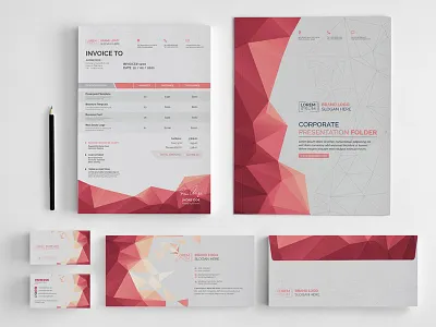 Geometrical Stationery Vector branding set branding stationery cristal p dribbble shot full branding set geometric identity illustrator invoice letterhead popular shot print template pritn design stationery vector vector art