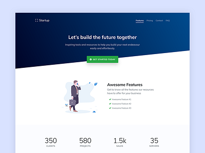 Landing Startup landing startup template ui ui design