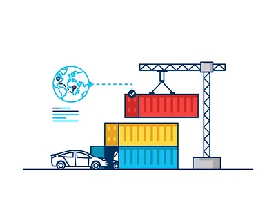 Solid and Robust Shipping 🚢📦 cargo cars colorful cute design flat illustration interface line map outline shipping sistem software solid robust shipping storage technology tracking truck world