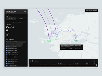 FlightMapper Map View - Light geovisualization maps visualization