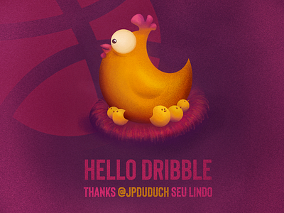 Hello Dribble! chicken design first first draft illustration illustrator photoshop vector