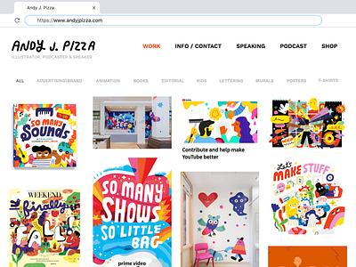 NEW SITE Y'ALL!!!!! andy j pizza illustration web design wesbite wix