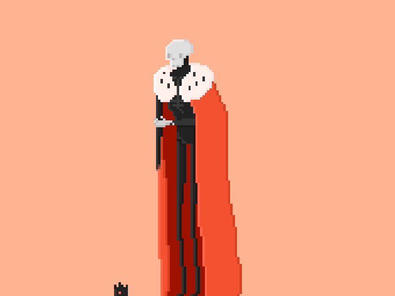 Resting King character concept fight king magic pixel art skull