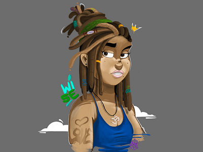 dreaded woman with love <3 crown crown logo design dreadlocks dreads flat free girl graffiti graffiti art graffiti digital heart illustration love love is love photoshop photoshop brush sticker typography vector