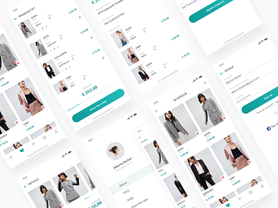 MIRROR e-commerce app app cart clean details e commerce fashion green interface design iphone x mirror mobile app design profile sign up ui design