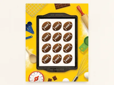 Laces Out ace ventura baking chocolate cookies fan art football illustration movie poster