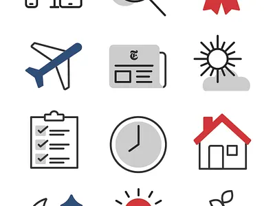 Icons advertising airplane checklist design devices house icon iconography icons light bulb marketing minimal moon newspaper pize plant product marketing search sun time