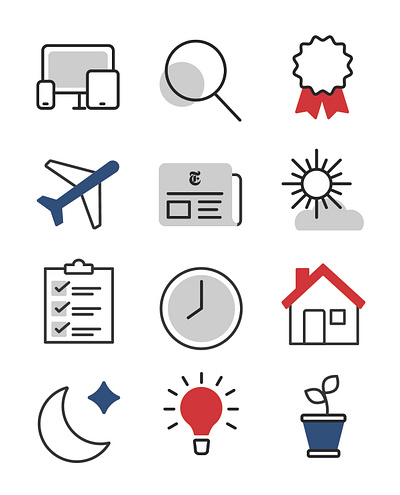 Icons advertising airplane checklist design devices house icon iconography icons light bulb marketing minimal moon newspaper pize plant product marketing search sun time