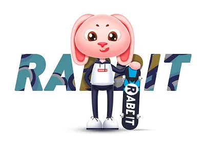 Rabbit Boy colorful cute illustration pink rabbit