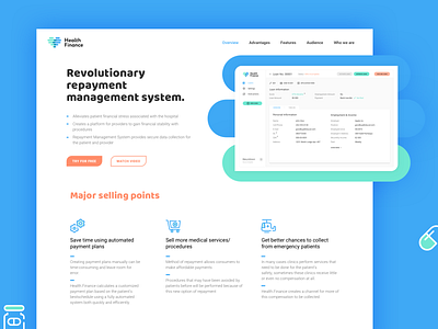 Health Finance landing page blue finance fintech green health landing medicine startup system