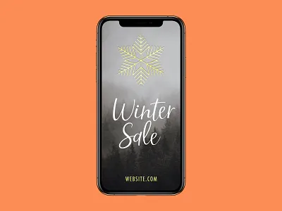 Free PSD: Instagram "Winter Sale" Story Template advertisement design download frame free golden handwriting instragram mobile app photoshop psd sale snowflake social media template typography website winter