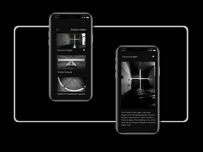 Favorites 044 architechture architect black branding church design church of light concept daily 100 challenge daily ui design favorites iphone minimal mobile app sketch tadao ando ui unesco meditation space water temple