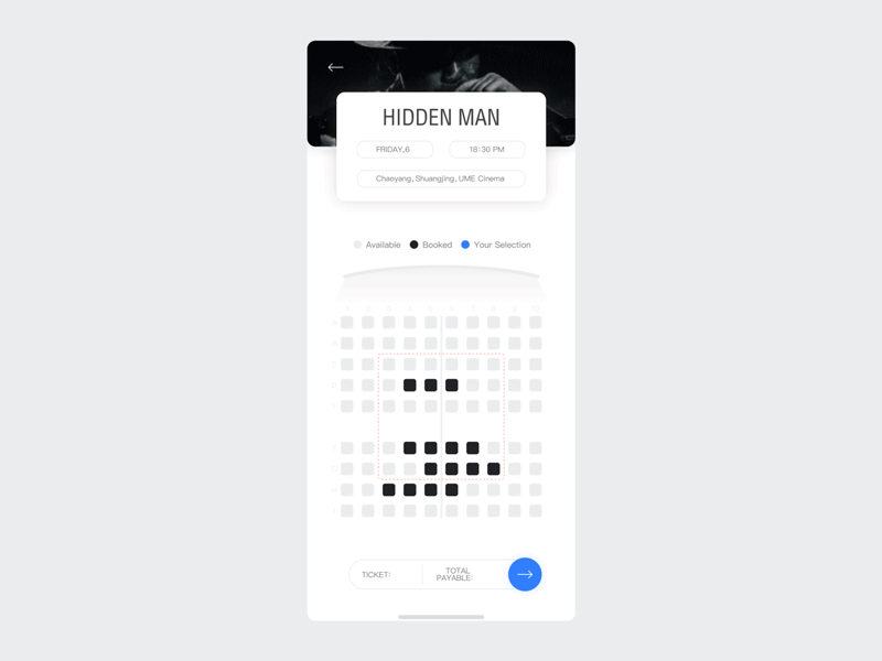 Movie Ticket animation app design gif movie app ticket ui ux