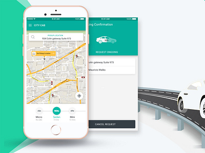 Cab Booking App Concept android app app apps application design flat free psd ios psd ui ux