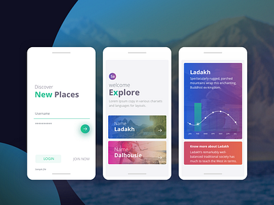 Mobile App color explore login minimal mobile mobile app mockup travel trip ui