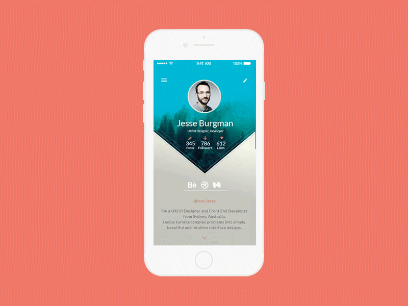 User Profile Prototype 2d appdesign design designer prototyping ui uiuxdesign ux vector