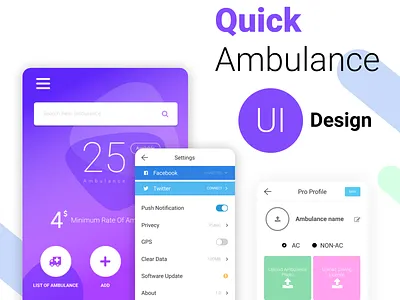 Quick Ambulance UI Design figma mobile applications ui design uidesign