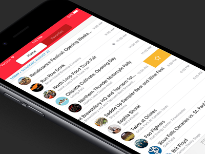 Home screen - Events app calendar design events ios ios app ios app design ios design iphone iphone app mobile red ui