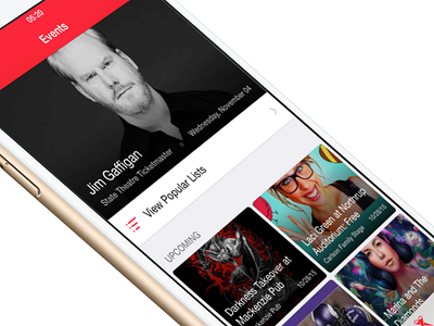 Events view app design events ios ios app ios app design ios design iphone iphone app mobile red ui