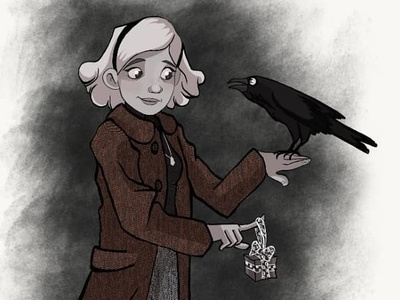 Sabrina art barbysand cartoon character character design characterdesign chillingadventuresofsabrina comics concept crow drawing fanart fantasy girl illustration inktober2018 netflix sabrina sketch