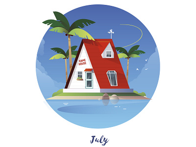 July Cabin cabin dbz island kamehouse nature sea sky vector