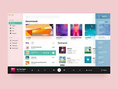 Music player app card ipad music ui ux web white