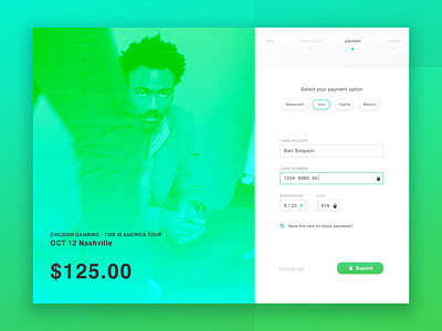 Childish UI checkout childish gambino payment ticket ui ux