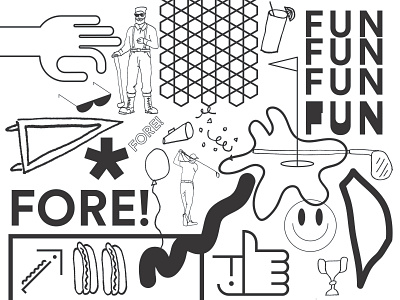 FORE! design icon illustration pattern poster type typography