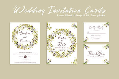 Free Wedding Invitation Card clean wedding invitation floral wedding invitation green wedding invitation psd wedding invitations rsvp save the date watercolor watercolor wedding wedding invitation set wedding invitation suite wedding invites