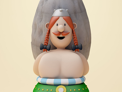 Obelix 3d character cinema4d obelix physical red render stone stripes