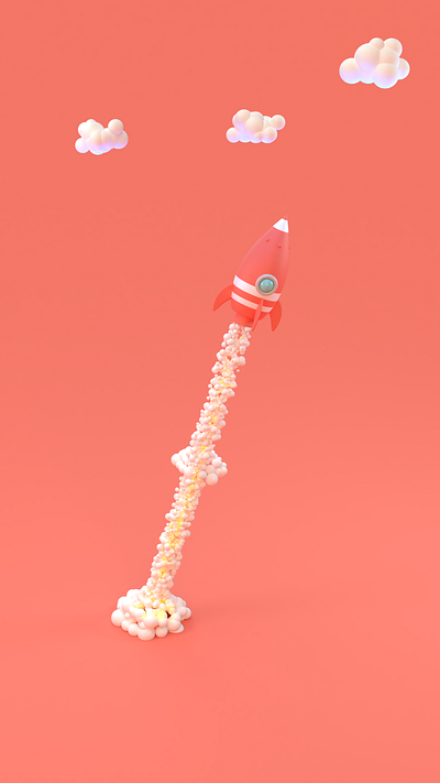 Rocket blender blender3d cartoon enviroment illustration low poly minimalism rocket sky space