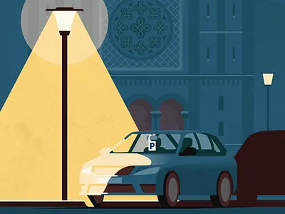 Night parking car lights night parking sleep