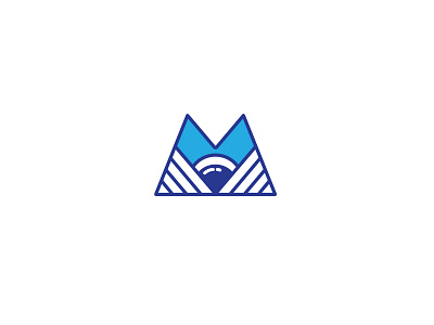 Meadowood Photography Logo Concept abstract blue design geometric hills illustration lens letter m logo meadow photography photography logo valley wing wings