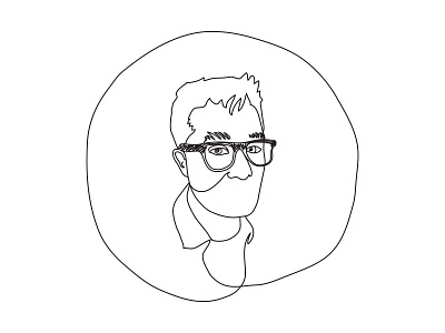 self portrait black and white drawing glasses head implied line line drawing line drawings one color portrait self portrait