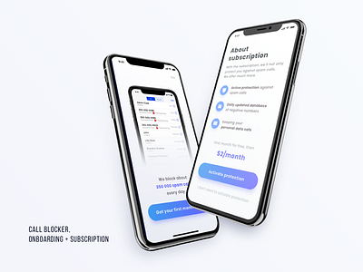 Call blocker, Onboarding + subscription app call clean dark design dialer icons ios minimal mobile nigh mode onboarding subscription ui user interface ux white