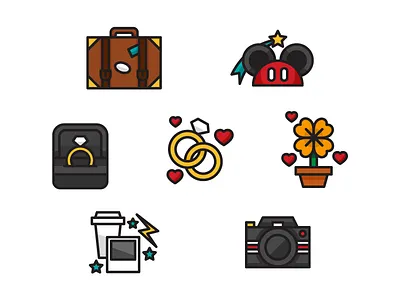 Wedding Photographer Icon Set disney engagement icon icon set photography travel wedding