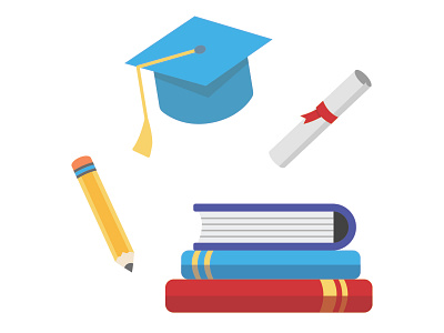 Education Illustration books diploma education graduation graphic design icons illustration pencil vector