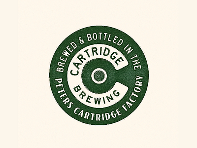 Cartridge badge beer branding brery c cartridge factory logo print retro rough round shotgun texture type vintage