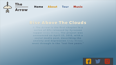 The Arrow Website UI Idea andy mineo anxiety christian rap clean clouds depression music rap simple social media the arrow tour ui web design you can make it