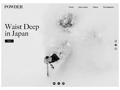 Daily UI 003 - Landing Page black white dailyui dailyui 003 powder skiing uidesign ux design web