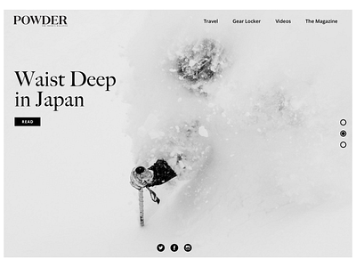 Daily UI 003 - Landing Page black white dailyui dailyui 003 powder skiing uidesign ux design web