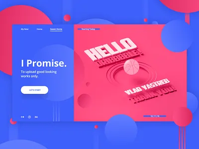 Hello, Dribbble! 3d design flat hello hello world hero banner hero header pink typography ui ui ux web