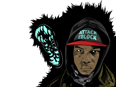 Attack the Block movie poster adobe adobe draw aliens alternative movie poster apple pencil art attack the block celebrity digital art fan art graphic design illustration jodie whittaker john boyega movie poster sci fi movie