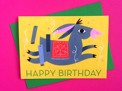 Pin the Tail on the Donkey animals birthday color design donkey game gouache greeting card illustration kidlit spot illustration visual development