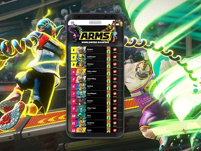 #dailyui #019 #dailyui019 arms concept design freelance leaderboard nachitz nintendo simple