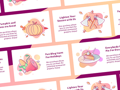 Holiday Cards autumn blog cards fall feast gradient holiday hungry icons meal pumpkin pumpkin pie thanksgiving vector