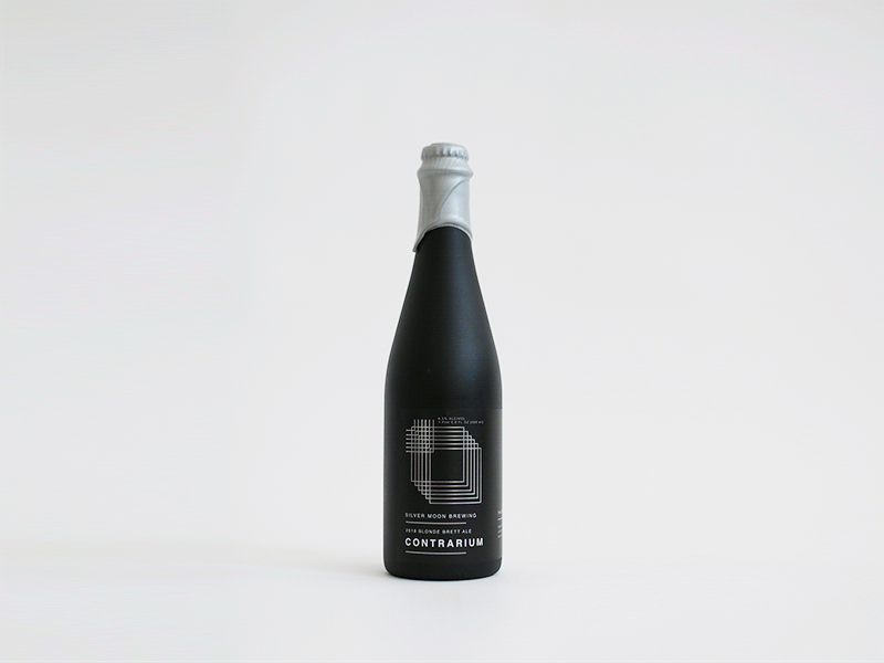 Contrarium - Chardonnay Barrel Aged 2 pack beer beer bottle design geomertric gif metallic packaging packaging design silver typography vector wax stamp