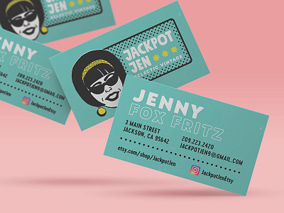 Jackpotjen Business Cards branding business card design comic logo retro